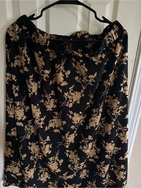 SHEIN Black Maxi Skirt with Cream Floral Print